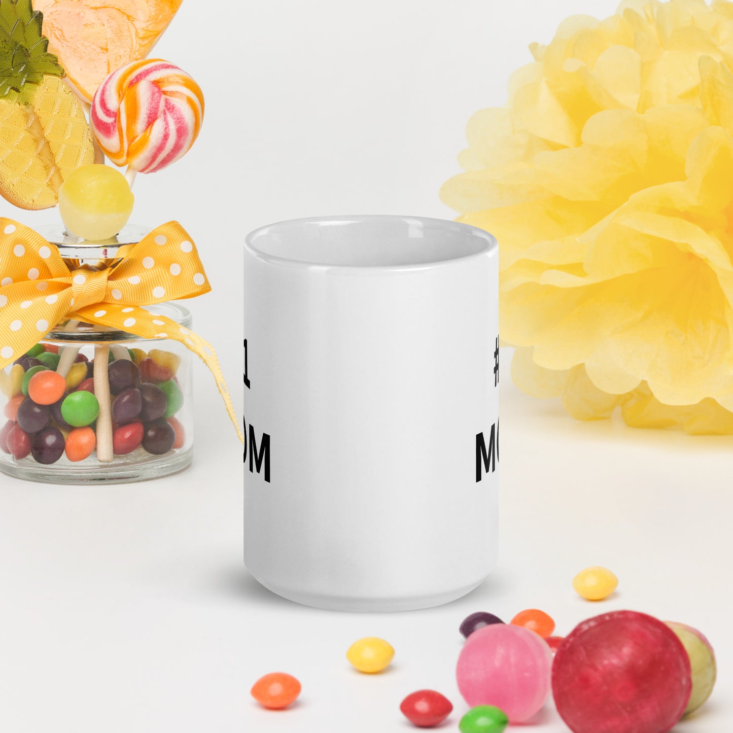 #1 MOM White glossy mug