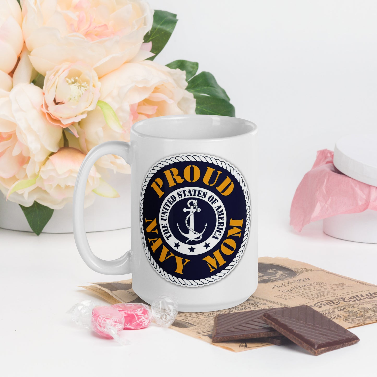 PROUD NAVY MOM TEA MUG