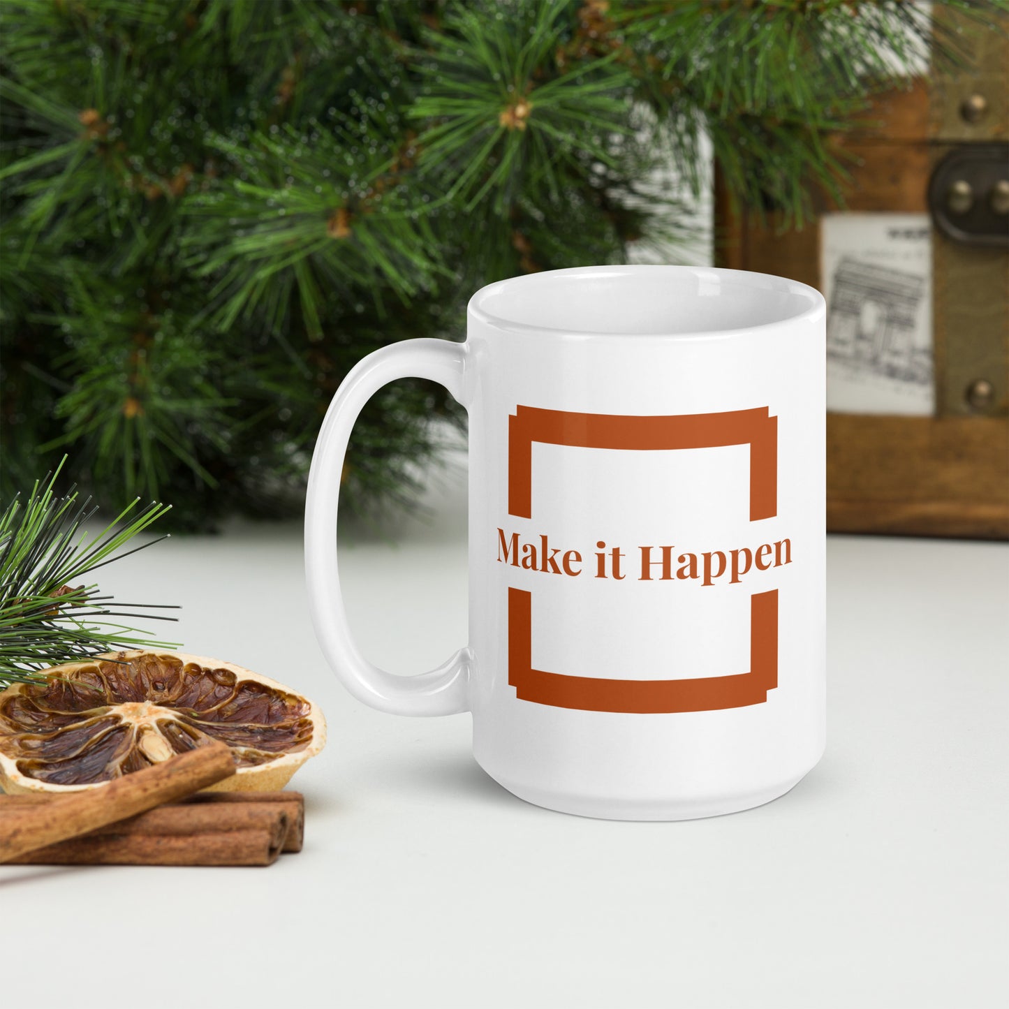 Make it Happen White glossy coffee mug