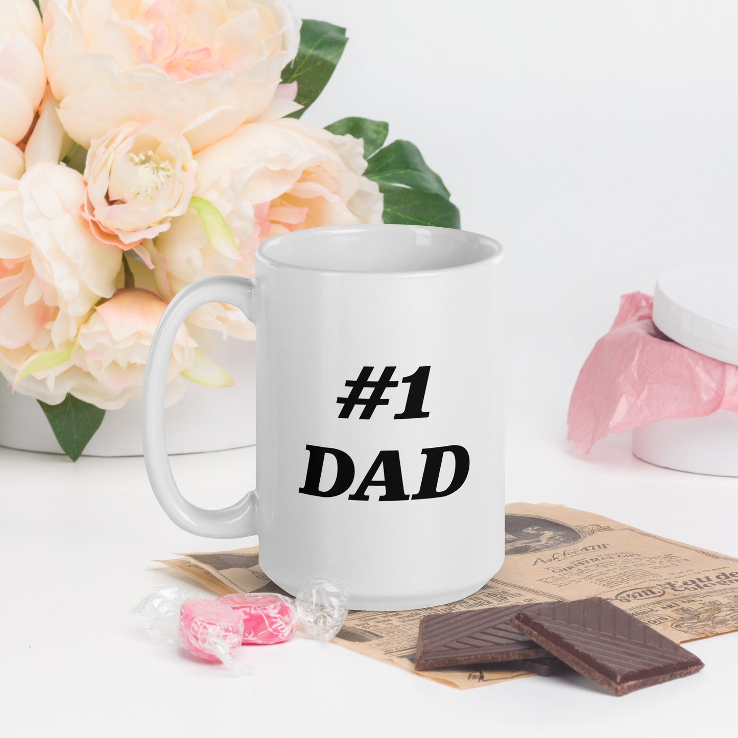 #1 DAD White Glossy Tea Mug