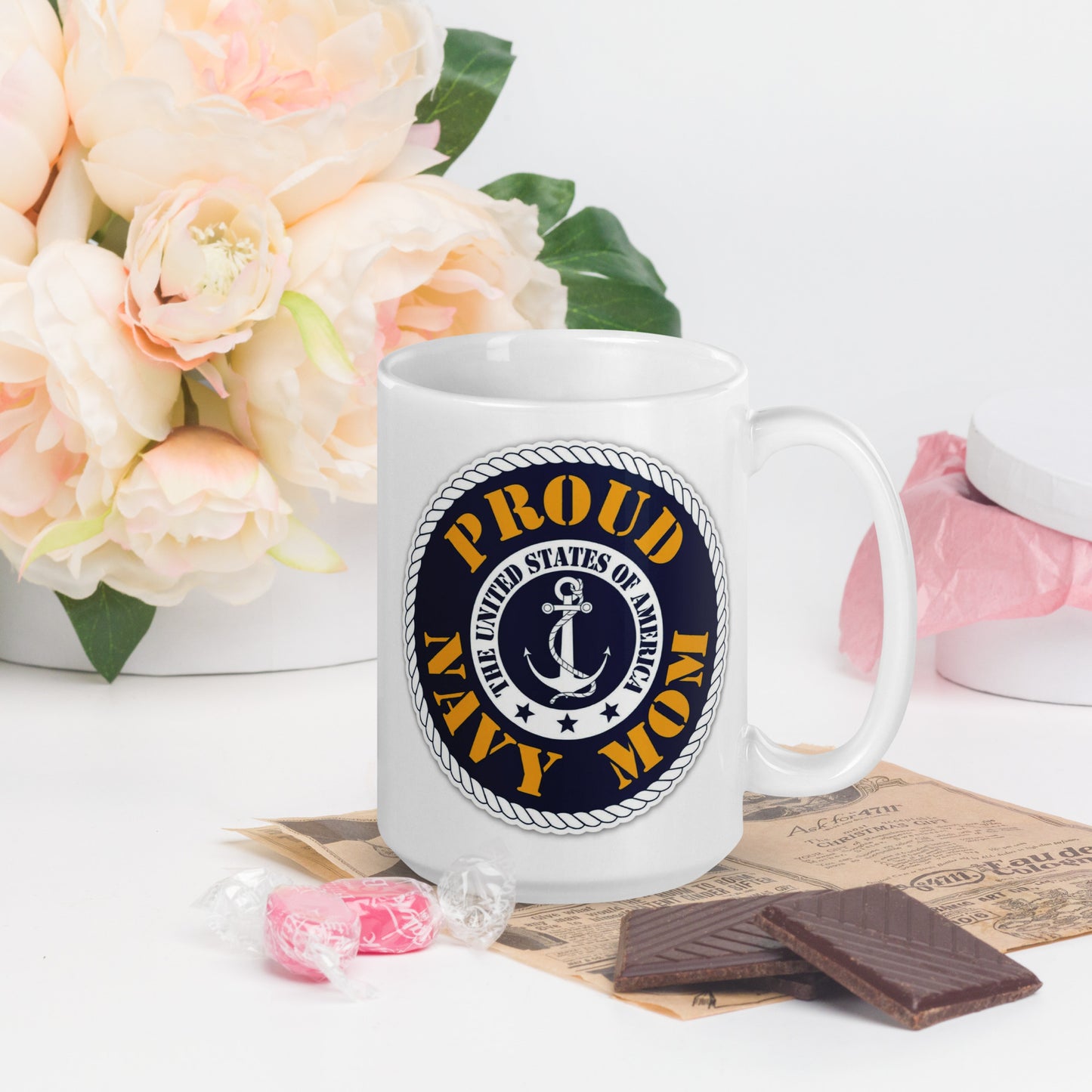 PROUD NAVY MOM TEA MUG