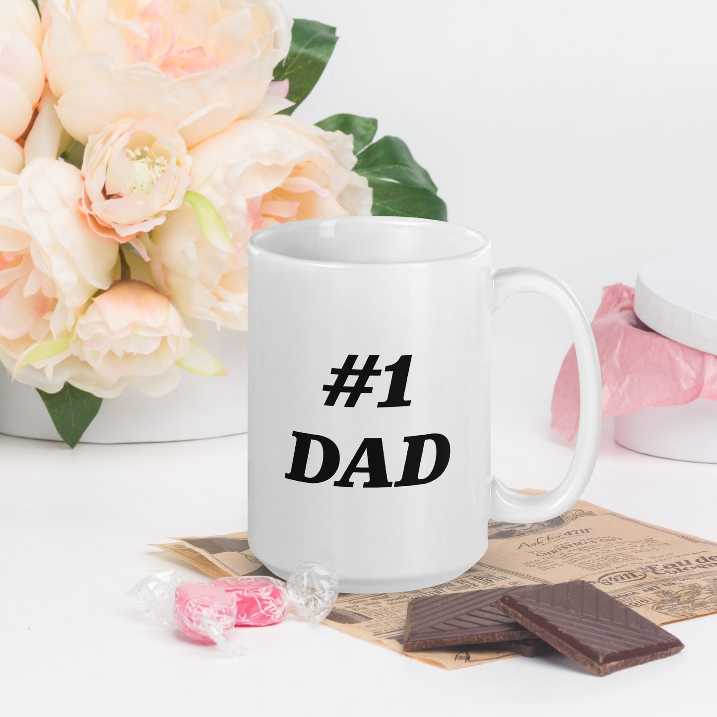 #1 DAD White Glossy Tea Mug