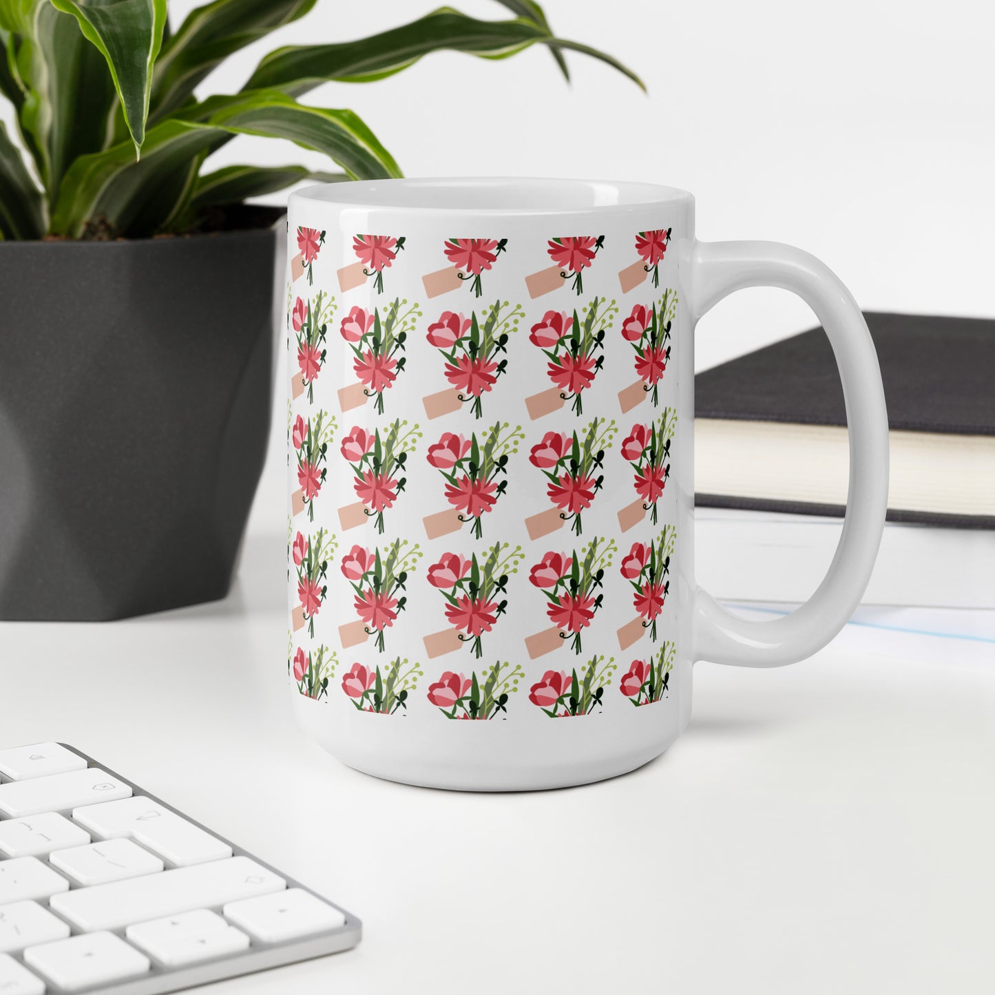 Floral White glossy mug