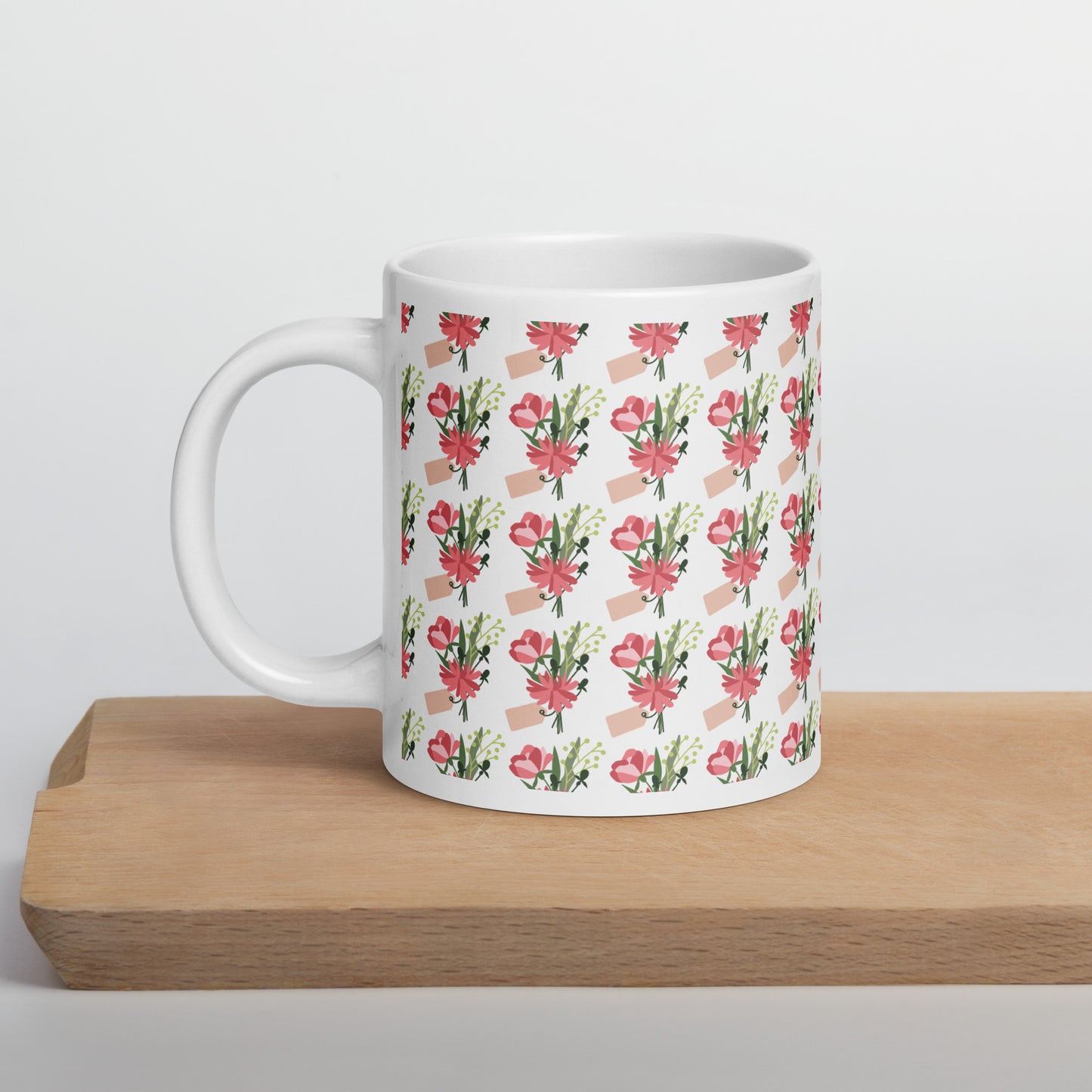 Floral White glossy mug