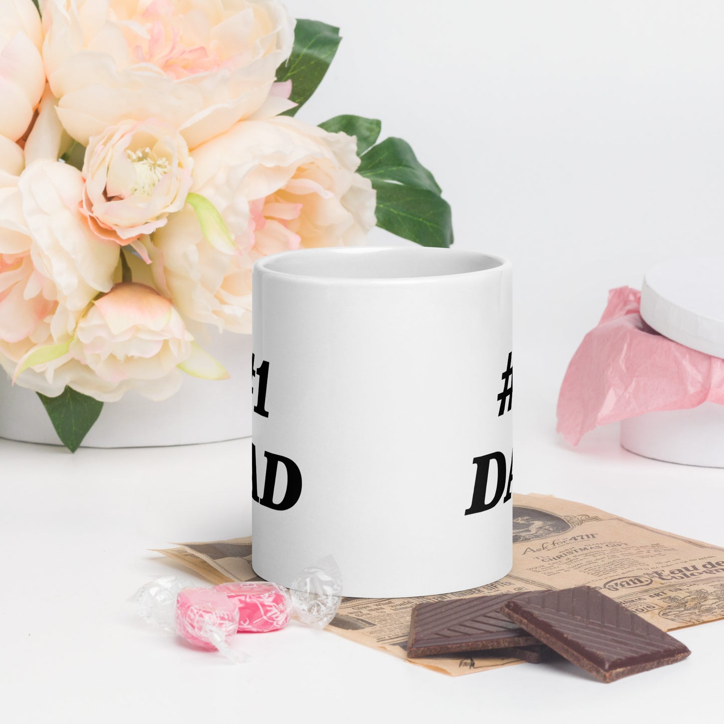 #1 DAD White Glossy Tea Mug