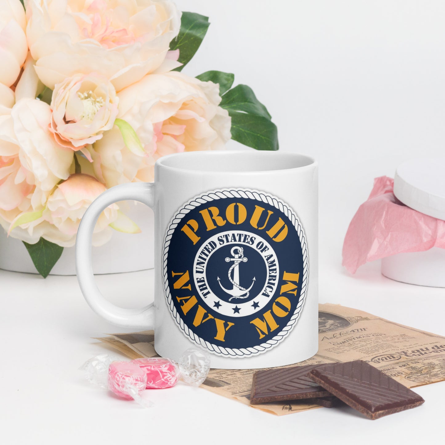 PROUD NAVY MOM TEA MUG