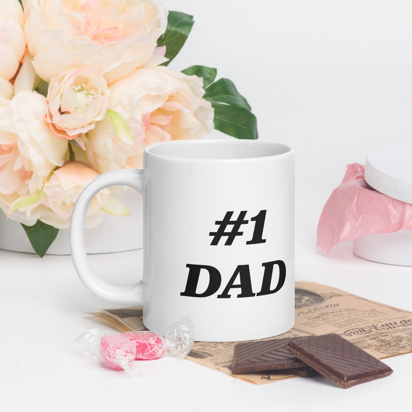 #1 DAD White Glossy Tea Mug