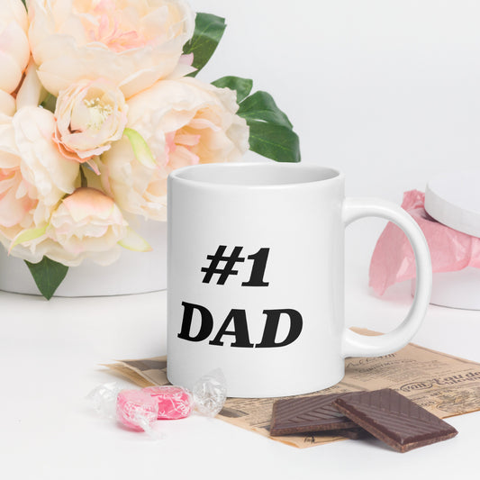 #1 DAD White Glossy Tea Mug