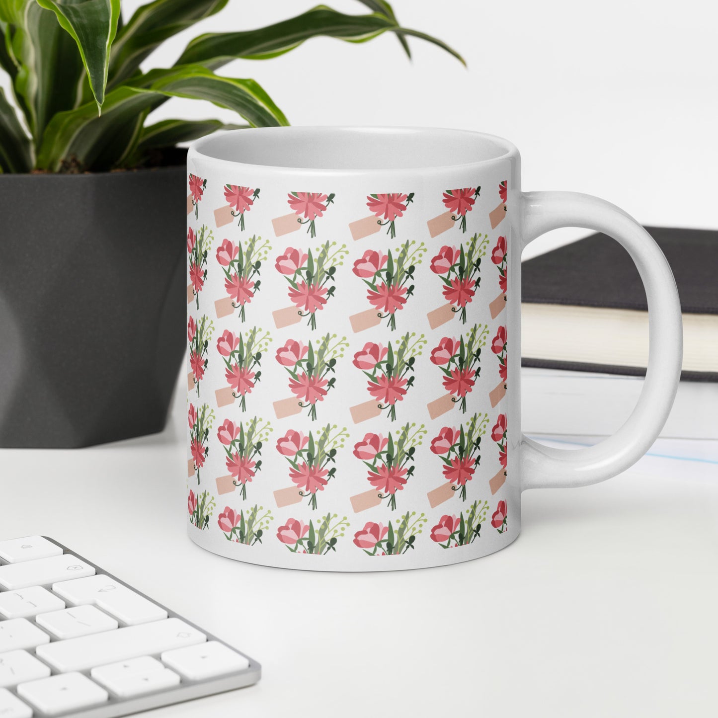 Floral White glossy mug