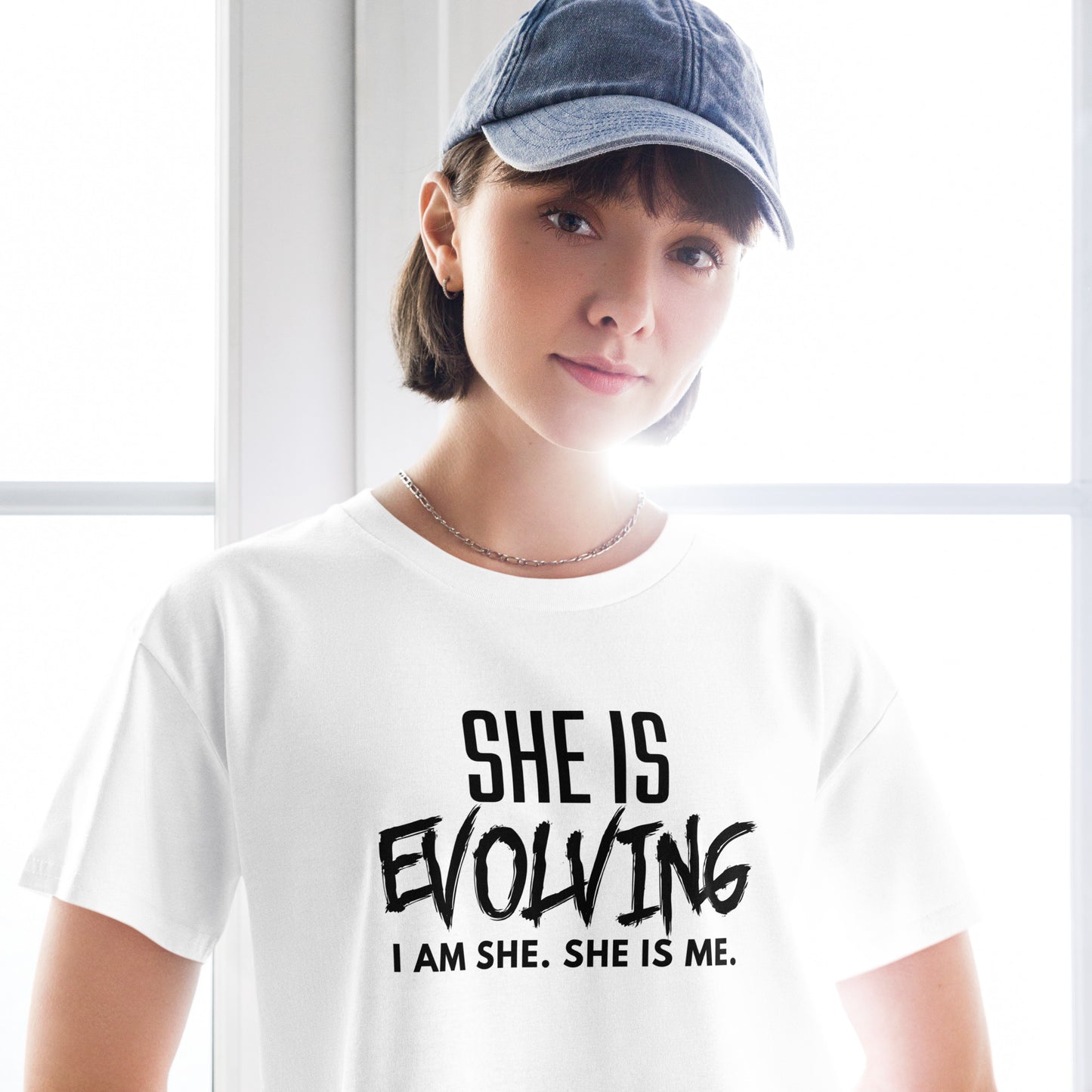 She Is Evolving Women’s crop top